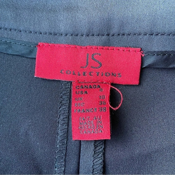 JS Collections Black Satin Trouser Pants Made in  Canada - Picture 8 of 12